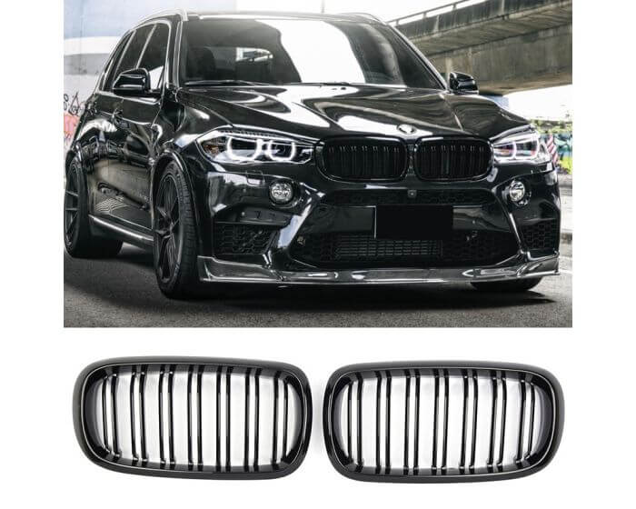 BMW Munuaiset X5 F15 - X6 F16 – BMW Kidney Grille X5 F15 - X6 F16 (2013–2018) / BMW Nierengrill X5 F15 - X6 F16 – Gloss Black M Look