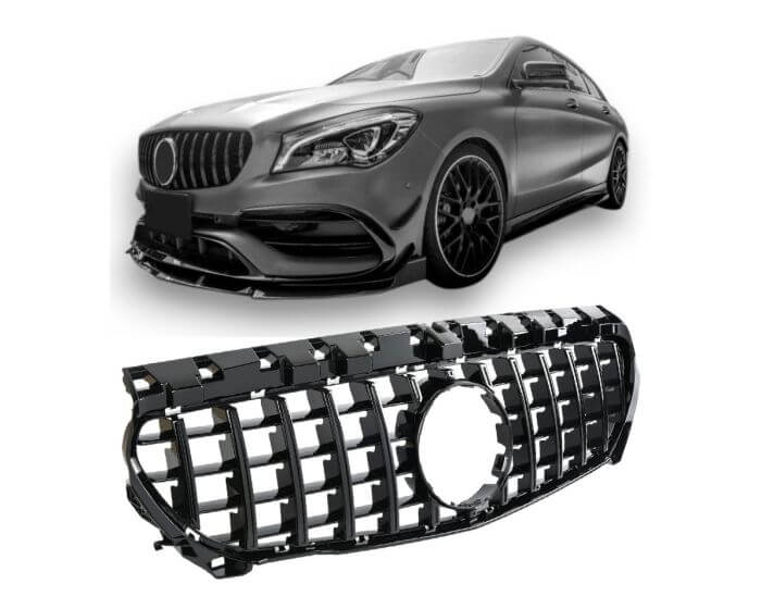 Mercedes Front Grille CLA C117 – Sporty GT-R Look design with gloss black finish | Mercedes CLA C117 Maski | Mercedes Kühlergrill CLA C117