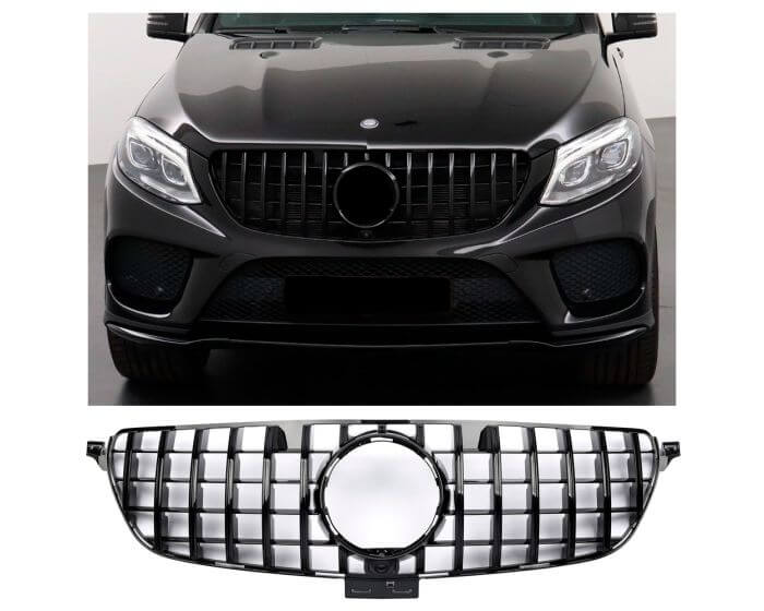 Mercedes Front Grille GLE W166 2015–2018 – Sporty GT-R Look design in Black | Mercedes GLE W166 Etumaski 2015–2018 | Mercedes Kühlergrill GLE W166 2015–2018