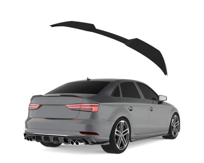 Audi Takaspoileri - Audi Takalippa Kiiltävä musta. – Audi Rear Spoiler – Gloss black. – Audi Heckspoiler – Glänzend schwarz