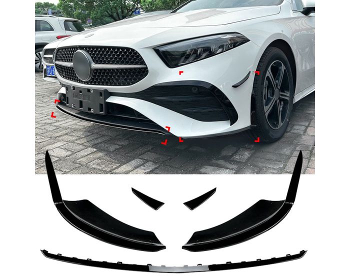 Mercedes W177 V177 Etulippa - Etuspoileri Aero Flaps Kiiltävän Musta 2023 – Mercedes W177 Front Spoiler – Front Lip Aero Flaps Gloss Black 2023 – Mercedes W177 Frontspoiler – Frontlippe Aero Flaps Glänzend Schwarz 2023