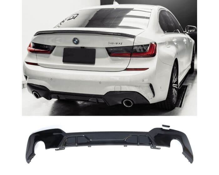 BMW G20 Diffuusori - Takadiffuusori 2019–2022 Pre-LCI Kiiltävä musta. - BMW G20 Diffuser - Rear Diffuser – Gloss black. - BMW G20 Diffusor – Glänzend schwarz.