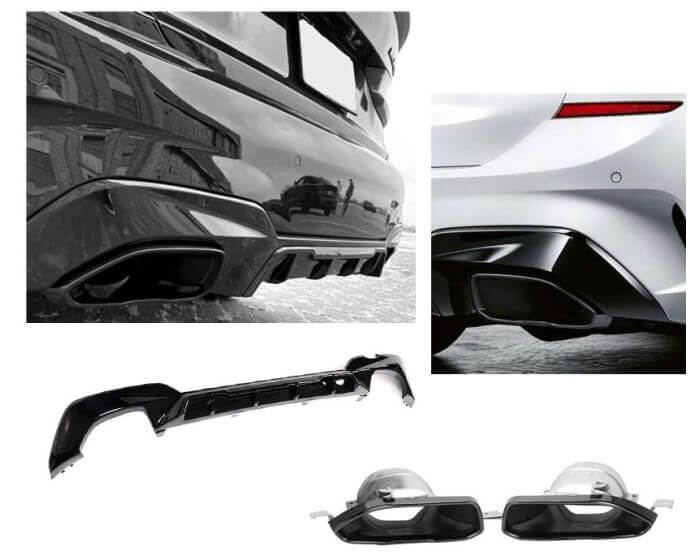 (BMW G20 G21 Diffuusori - Takadiffuusori M340i Kiiltävä musta. - BMW G20 G21 Diffuser - Rear Diffuser – Gloss black. - BMW G20 G21 Diffusor – Glänzend schwarz.)