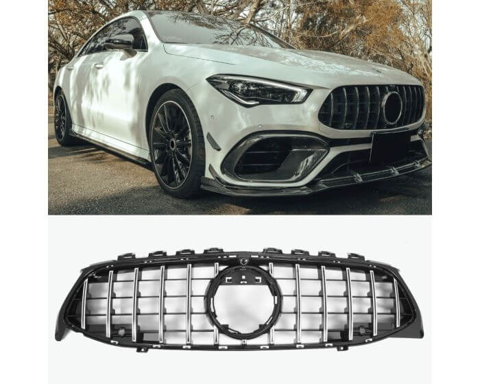 MB Front Grille CLA C118 X118 2019–2023 – Sporty GT Look Panamericana design in Black | MB Etumaski CLA C118 X118 2019–2023 | MB Kühlergrill CLA C118 X118 2019–2023
