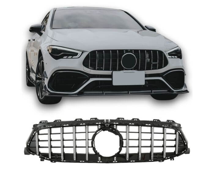 Mercedes Front Grille CLA C118 X118 – Stylish Panamericana GT front grille in Black and Chrome | Mercedes Etumaski CLA C118 X118 | Mercedes Kühlergrill CLA C118 X118
