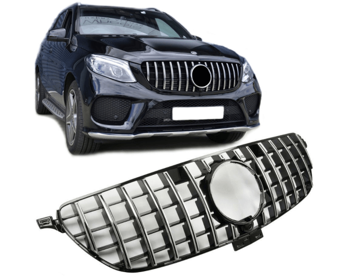 Mercedes Front Grille GLE C292 2015– – Stylish GT-R front grille for Mercedes-Benz GLE Coupe in Black and Chrome | Mercedes GLE C292 Coupe Etumaski 2015– | Mercedes Kühlergrill GLE C292 2015–