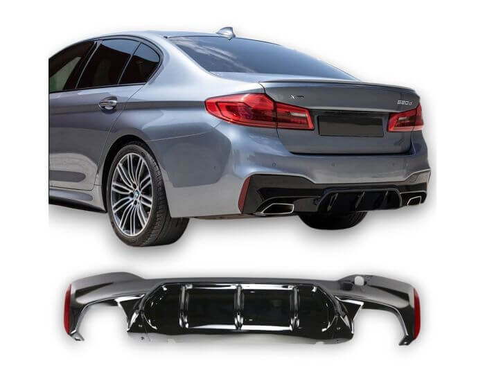 BMW G30 G31 Diffuusori - Takadiffuusori 2017–2024 Kiiltävä musta. - BMW G30 G31 Diffuser - Rear Diffuser – Gloss black. - BMW G30 G31 Diffusor – Glänzend schwarz.