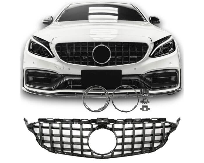 Mercedes Grille W205 – Sporty GT-R Look design in Gloss Black | Mercedes Maski W205 | Mercedes Kühlergrill W205