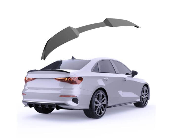 (Audi A3 S-Line S3 RS3 8Y Takaspoileri - Takasiipi 2020–2024 Kiiltävä musta. - Audi A3 S-Line S3 RS3 8Y Rear Spoiler – Gloss black. - Audi A3 S-Line S3 RS3 8Y Heckspoiler – Glänzend schwarz.)