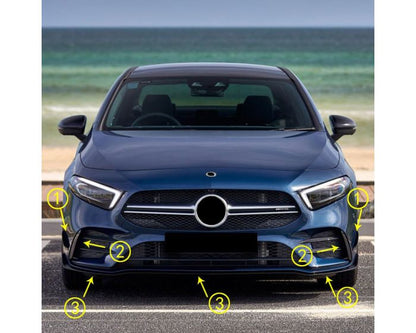 Mercedes W177 Etulippa - Etuspoileri AMG Line + A35 AMG Kiiltävä Musta – Mercedes W177 Frontspoiler – Frontlippe AMG Line + A35 AMG Schwarz – Mercedes W177 Front Spoiler – Front Lip AMG Line + A35 AMG Gloss Black